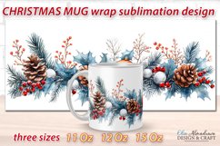 Beautiful festive Christmas wrap design for sublimation on 11Oz, 12Oz and 15Oz MUGS with cute watercolor patterns. 