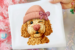 Dog Beanie Valentines Day Goldendoodle PNG, Dog Heart Faux Product Image 1