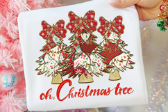 Coquette Glitter Christmas Tree Png, Plaid Christmas Png Product Image 3