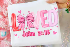 Christian Valentines Png, Brushtroke Loved John 3:16 Png Product Image 2