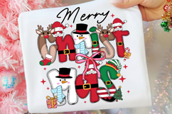 Merry Christmas Doodles Letters png, Santa png, Snowman png Product Image 1