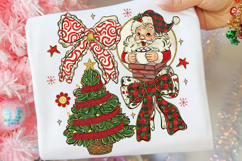 Santa Coquette Christmas Png, Plaid Christmas Bow Png Product Image 1