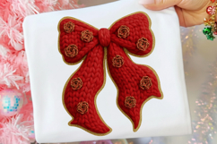 Valentine's Day Faux Knit Rose Bow PNG Product Image 2