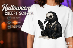 Spooky Schoolar Raven clipart Creepy Gothic Halloween PNG Product Image 1