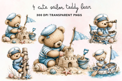 Cute Sailor Teddy Bear Clipart PNG Product Image 1