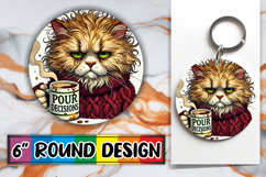 Luminous Car Coaster Round Sublimation PNG, Grumpy Cat Product Image 1