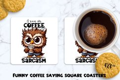 Funny coffee saying square coaster. Sublimation PNG. Product Image 1