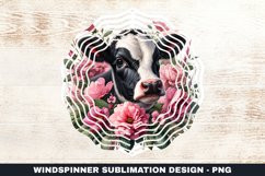 Cow &amp; Flowers Wind Spinner Sublimation Design Product Image 1