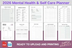 2026 Mental Health Journal&amp; Self Care Planner Canva Template Product Image 2