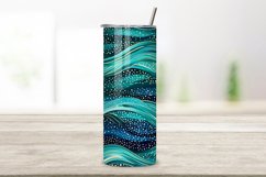 Sparkling Turquoise glitter Ombre Tumbler Wrap, teal PNG Product Image 2