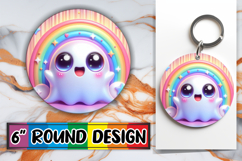Sweet Circle Coasters Design PNG, 3D Cute Ghost Product Image 1