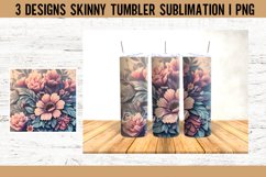 Flowers 3D Tumbler Sublimation PNG I Tumbler Wrap Product Image 3