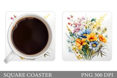 Flowers Coaster Sublimation. Wildflowers Coaster Design Product Image 1