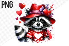 Valentine Raccoon Sublimation PNG - Valentine Clipart Design Product Image 1