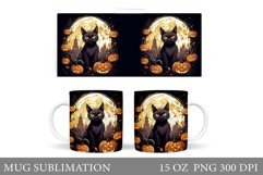 Black Cat Halloween Mug Wrap. Halloween Mug Wrap Design Product Image 1