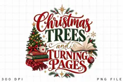 Christmas Trees and Turning Pages PNG, Book Lover Christmas Product Image 3