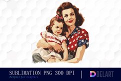 Retro American Mom Watercolor Clipart Product Image 1