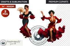 Spanish Flamenco dancer woman Clipart, Sevillana Product Image 1