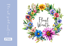 Watercolor Lovely Wildflower Wreath Clipart Product Image 1