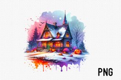 Cozy Halloween Cottage Sublimation - Cozy Cottage Landscape Product Image 1