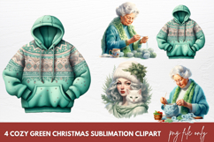 Cozy Green Christmas Clipart Sublimation Product Image 1
