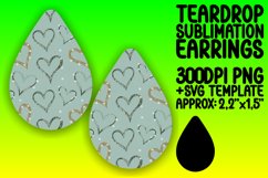 Artistic Teardrop Earrings Sublimation Template , Heart Product Image 1