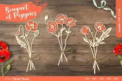 Bouquet of Poppies, Flower Laser Cut Files SVG Product Image 1