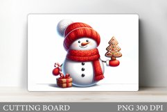Cute Snowman Cutting Board. Christmas Cutting Board Design Product Image 1