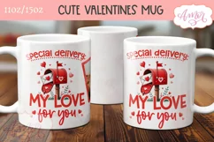Cute Valentines Mug Wrap PNG, Valentines love letter mug png Product Image 2