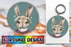 Adorable Watercolor Bunny with Flowers Round Design Product Image 1