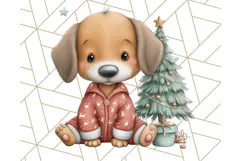 Christmas Pets in Pajamas Clipart PNG, Christmas Png Clipart Product Image 3