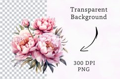 flowers peonies clipart, peonies sublimation Product Image 2