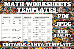 Editable Subtraction and addition Math worksheets template 7 Product Image 1