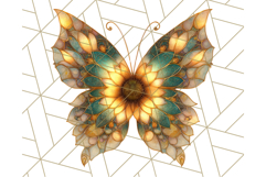 Stained Glass Butterfly and Sunflower PNG Clipart Product Image 3