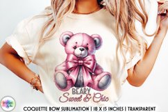Vintage Teddy Bear with Pink Coquette Bow Sublimation Product Image 1