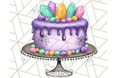 Whimsical Halloween Cake Clipart PNG, Spooky Desserts Product Image 3