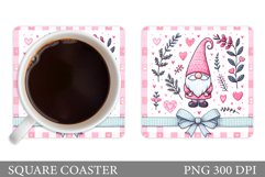 Valentines Gnome Coaster. Valentines Coaster Sublimation Product Image 1