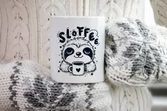 Sleepy baby sloth with coffee mug. SVG, PNG, EPS. Cut file. Product Image 3
