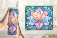 STAINED GLASS LOTUS flower sublimation tumbler wrap png Product Image 1