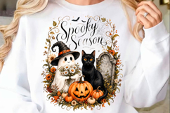 Spooky Season Ghost &amp; Black Cat PNG Product Image 1
