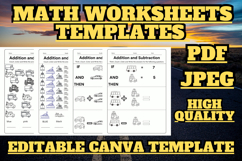 Editable Subtraction and addition Math worksheets template 4 Product Image 1