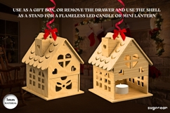 Christmas House Gift Box SVG | Laser Cut | Glowforge Product Image 2