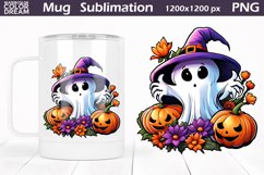 Cute Ghost Mug Design | Halloween Mug Sublimation Product Image 1