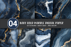 Navy Gold Marble Digital Paper Product Image 1