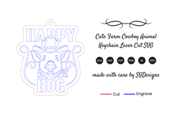 Cute Farm Cowboy Animal Keychain SVG Product Image 2