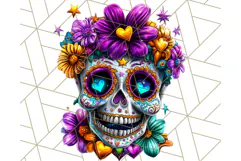 Bright Sugar Skull PNG Clipart, Halloween Colorful Skull Png Product Image 3