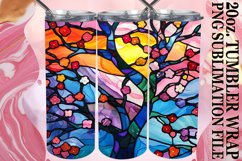 Vibrant Stained Glass Trees Tumbler Wrap 20oz Product Image 1