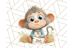 Zoo Monkeys Clipart, Cute Cartoon Jungle Monkeys PNG Product Image 3