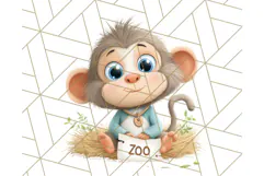 Zoo Monkeys Clipart, Cute Cartoon Jungle Monkeys PNG Product Image 3