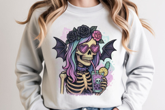Colorful Skeleton Cocktail and Floral Crown Illustration Product Image 1